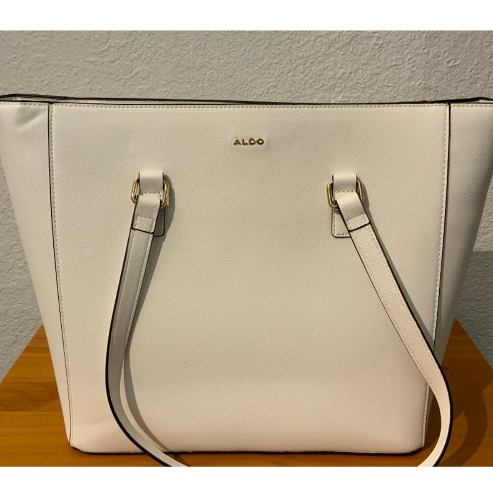 NWT Aldo Large White Top Zip Tote Bag
